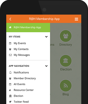 Moobile membership app with personal event listing on mobile phone