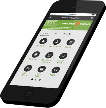 Results at Hand membership app mobile engagement conference homescreen on phone