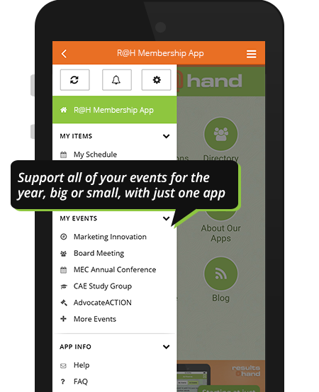 Results@Hand mobile membership app for multi-events for associations and events