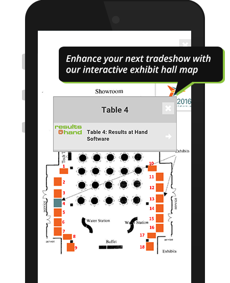 Interactive exhibit hall map for trade show on event app demo