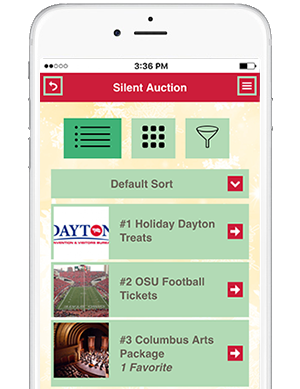 Results at Hand in-app Silent Auction listing for OSAE members