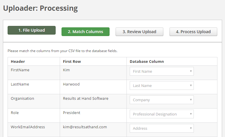 Results at Hand CMS Admin Portal data upload process