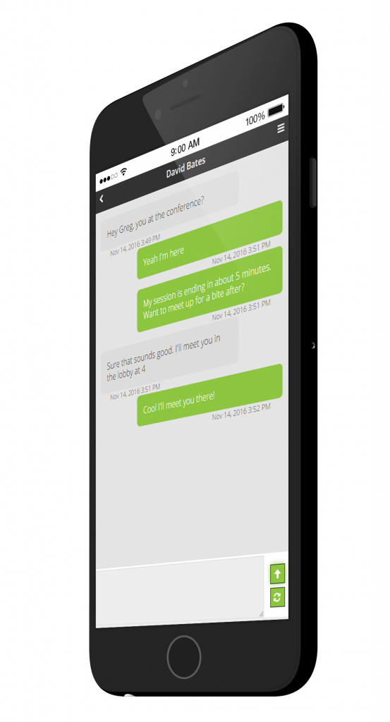 One to one messaging between mobile event app users on iPhone