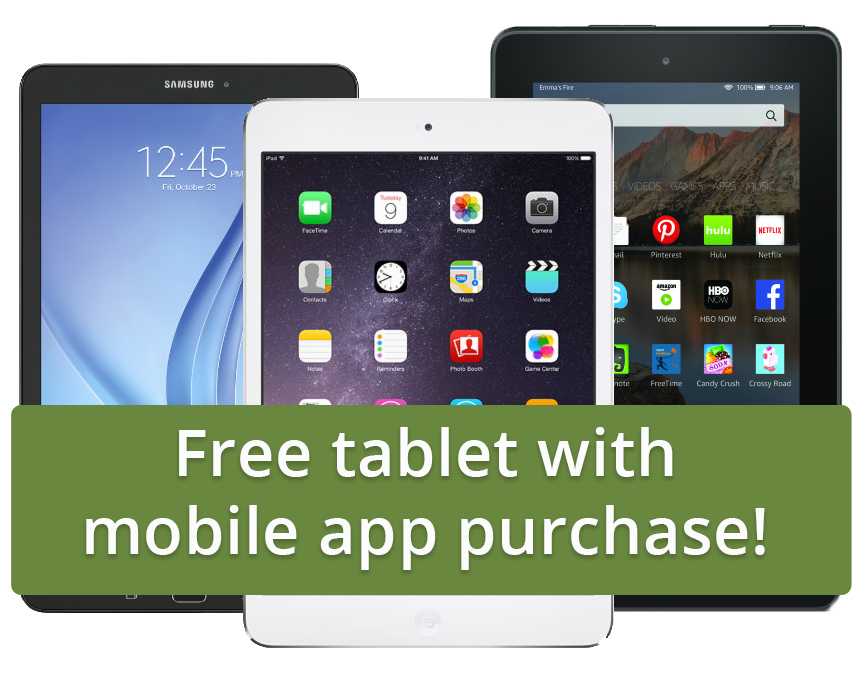 Free tablet with mobile app purchase from Results@Hand offer