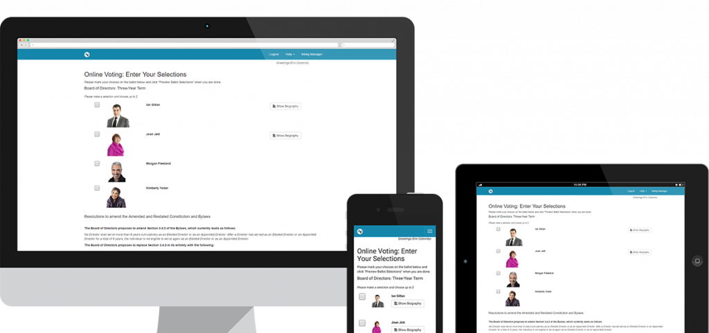 Association Voting responsive online elections